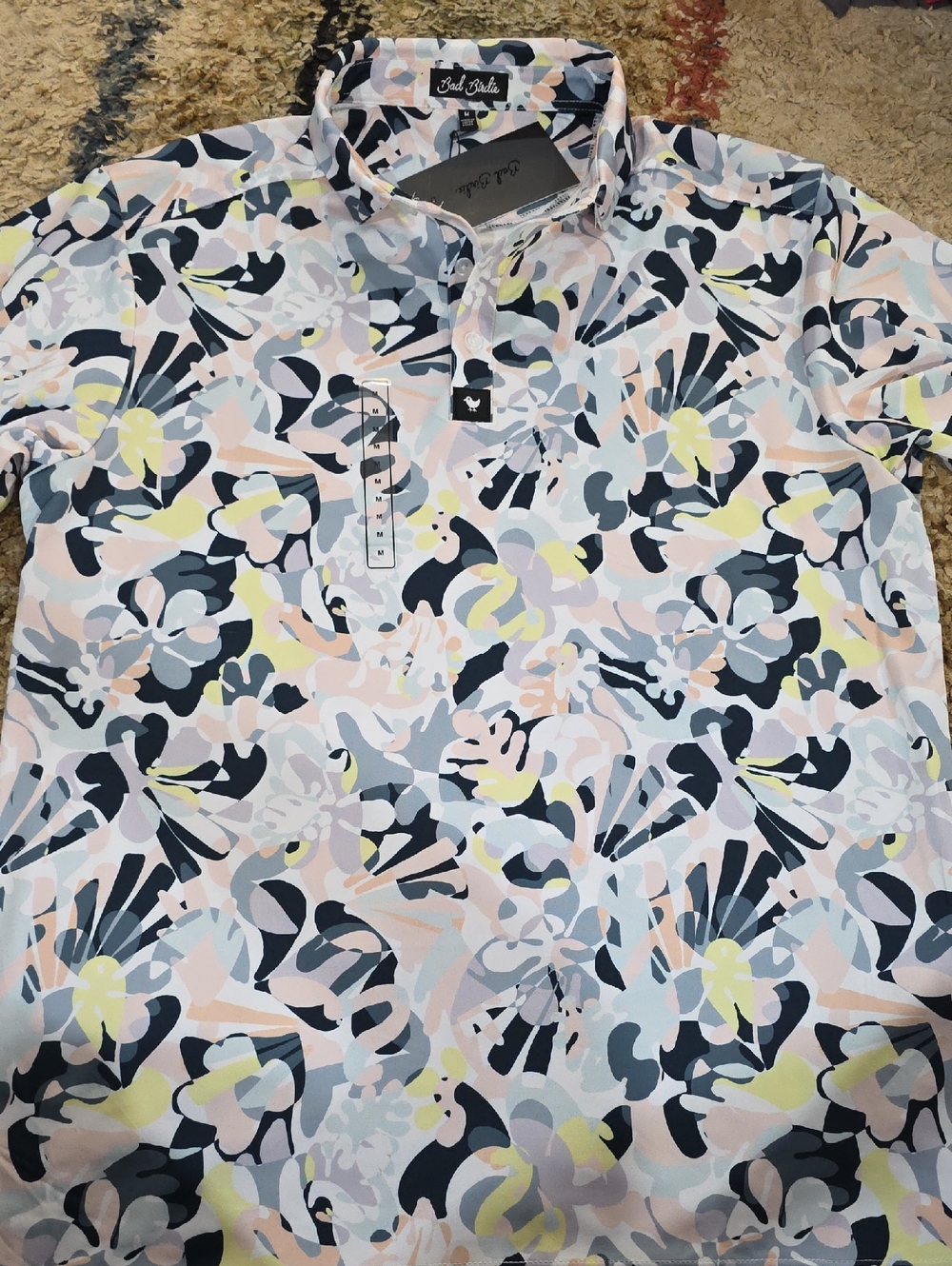 Bad Birdie Pastel Multi-Color Abstract Polo